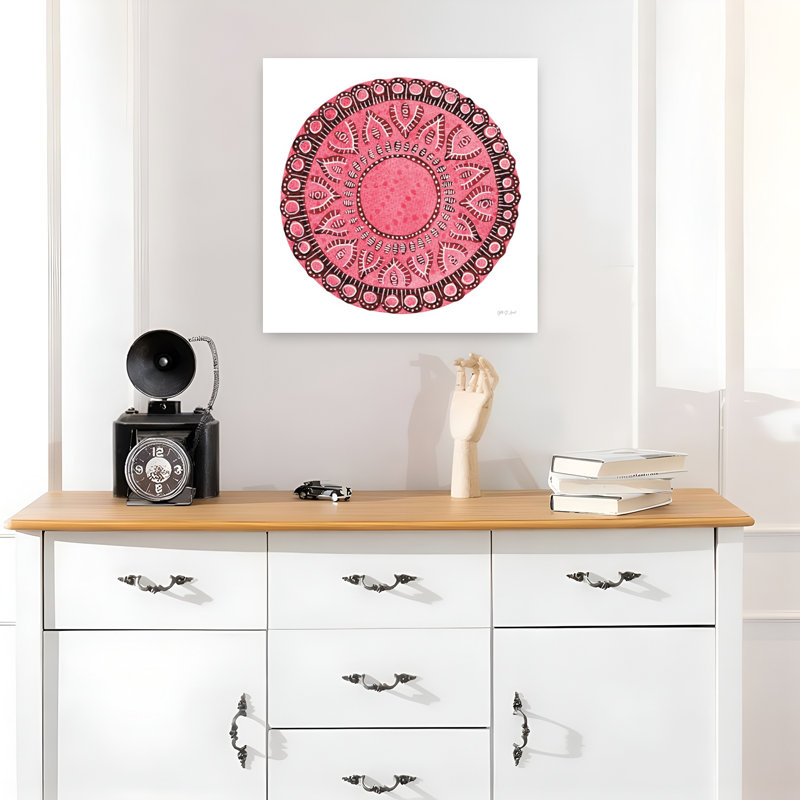 Art abstrait mandala rose, H 18 po x l 18 po