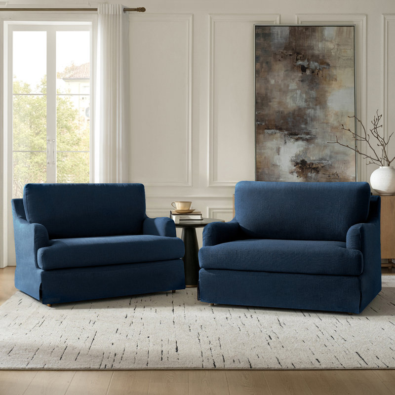 Chaise parsons surdimensionnée avec accoudoirs uniques Terren, Marine