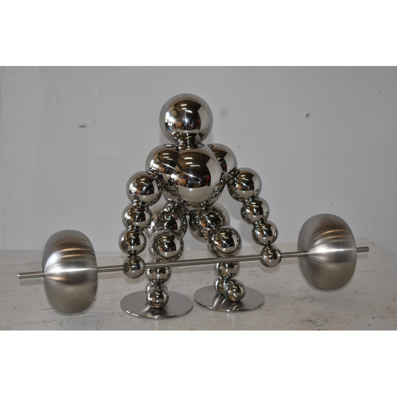 Statue en chrome haltérophile Alesja Modern Art