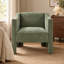 Fauteuil d'appoint moderne en forme de tonneau, fauteuil rembourré en chenille avec accoudoirs fermés, vert-194997927