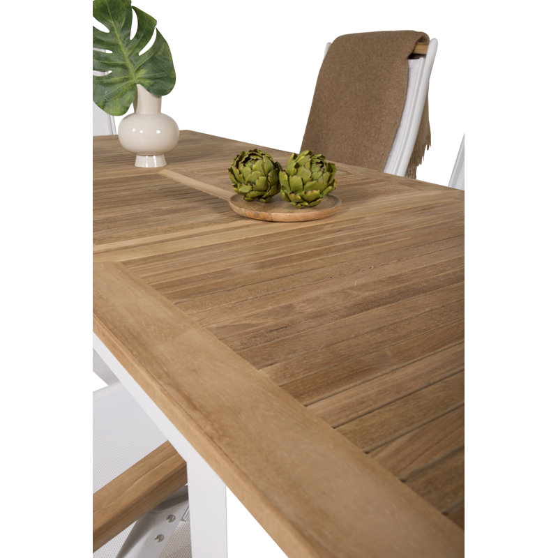 Navya 6 - Person Teak Solid Wood Patio Dining Set Extendable Rectangular Table