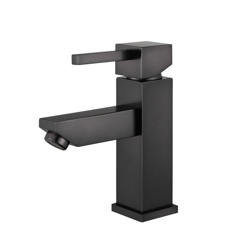 Single-Hole Bathroom Faucet with Drain Assembly, Oil Rubber Black