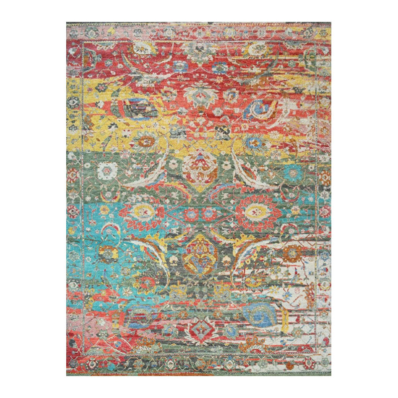 Tapis décoratif multicolore à motif abstrait et motifs traditionnels lavables à la machine Barcelona Collection