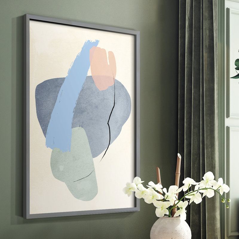 «Pastel Assemblage I», reproduction encadrée - bois massif, H 28 po x l 22 po, Cadre photo brun simple