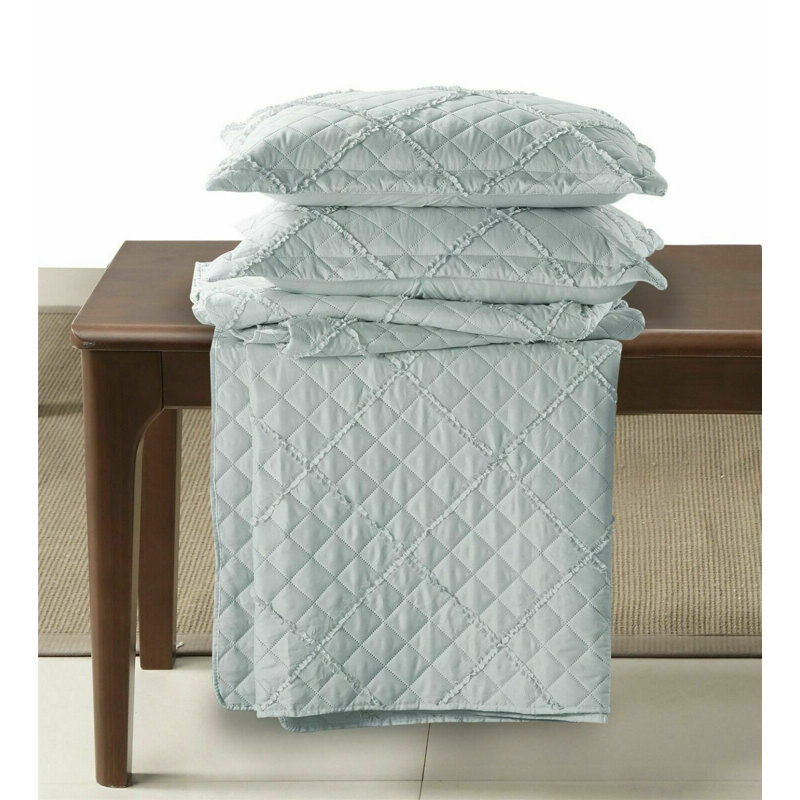 Fairdale Polyester Bedspread with Pillow Shams Included, Silver, 185 x 240 cm Bedspread - 1 Pillow Sham