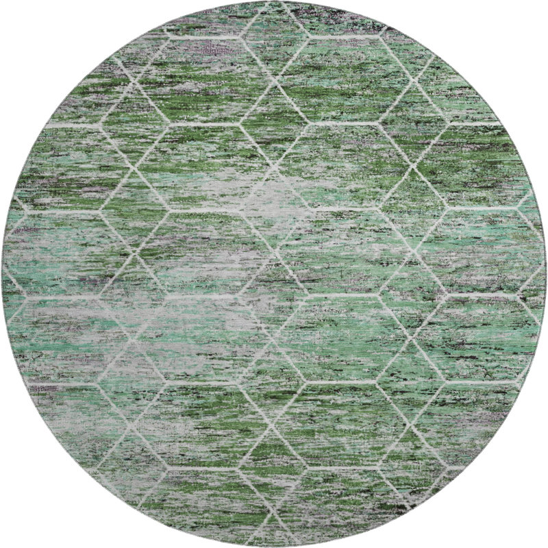 Premium Machine Washable Lubbers AMF1724 Geometric Rug, Round 8'