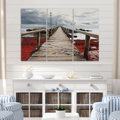 «Beach Pier Perspective Black VII» sur toile, reproduction de 3 pièces