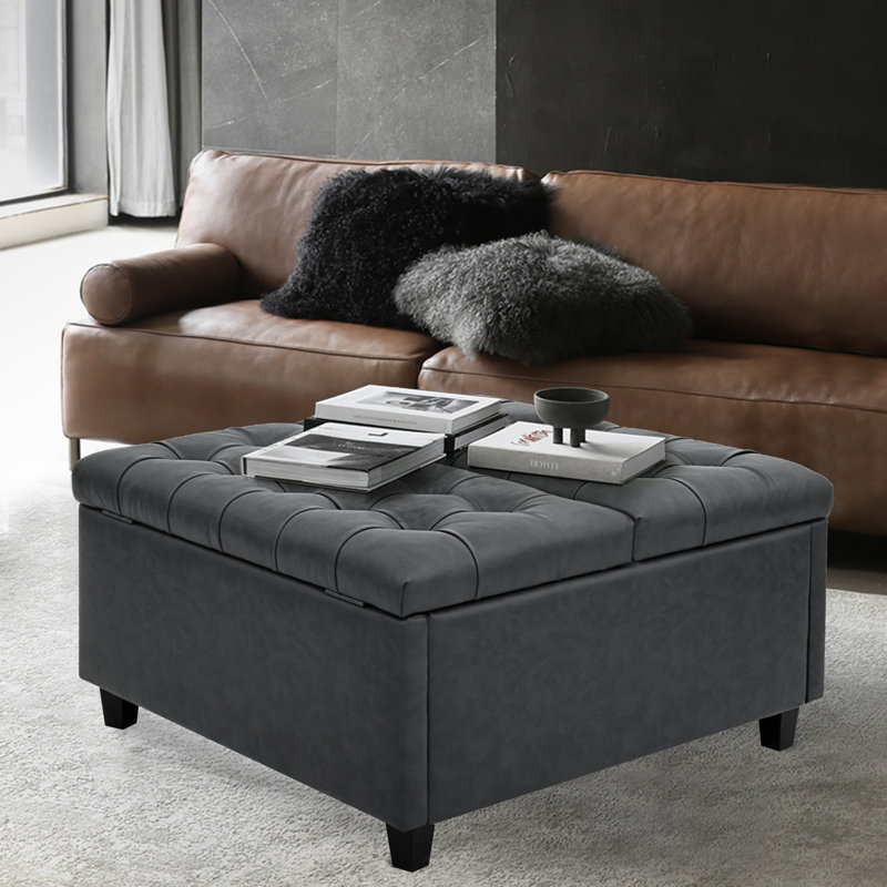 Bartold Vegan Leather Storage Ottoman
