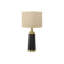 Lighting, H 28 po, lampe de table, métal noir, abat-jour beige, contemporain