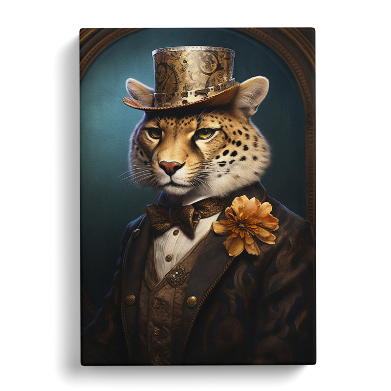 Cheetah Victorian Art No.2 - Wrapped Canvas, 76cm H x 50cm W x 3cm D