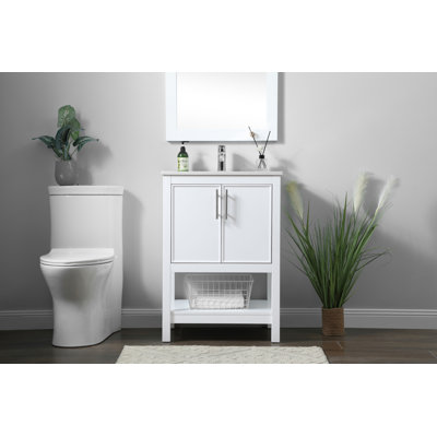 Everett 24'' Single Bathroom Vanity with Engineered Marble Top