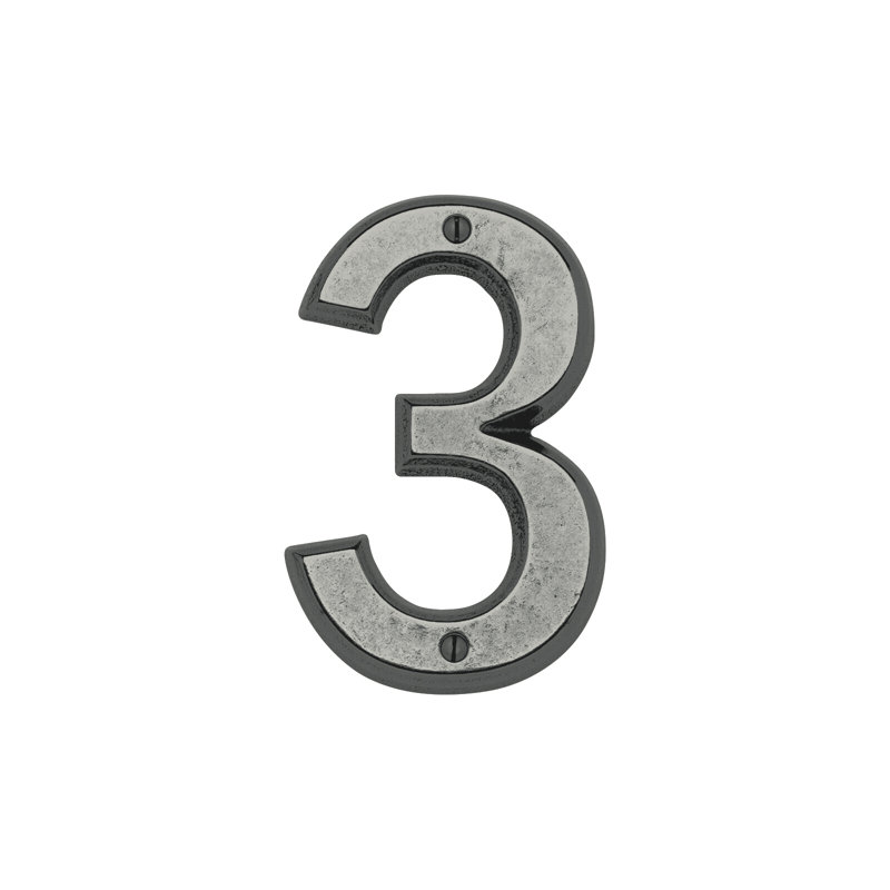6" Surface Mount House Number, White Bronze Dark, 3