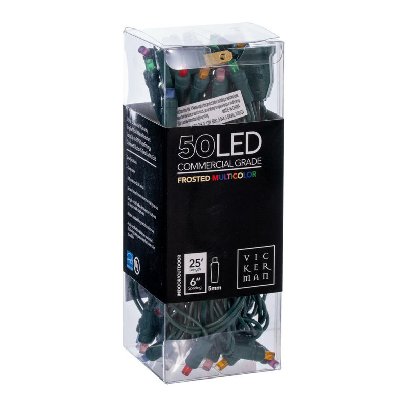 50 Frosted Multi Wide Angle Single Mold End-Connecting LED Light Set