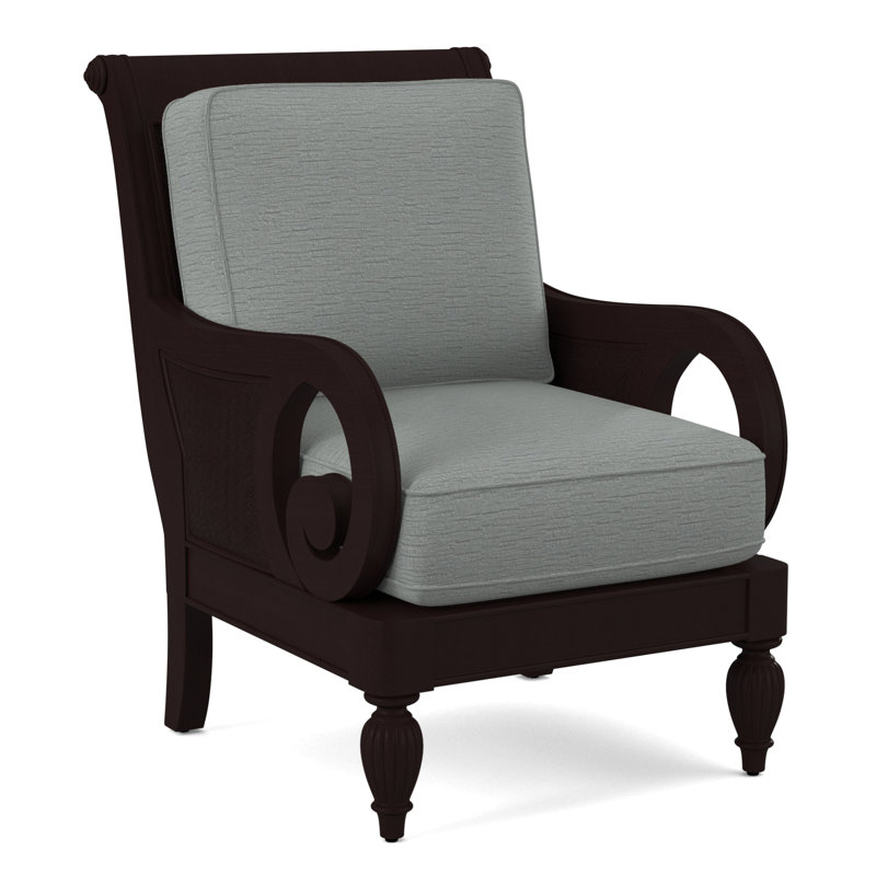 Grand View 71.12Cm Wide Armchair, Java Finish, White Textured Performance; 0865-91