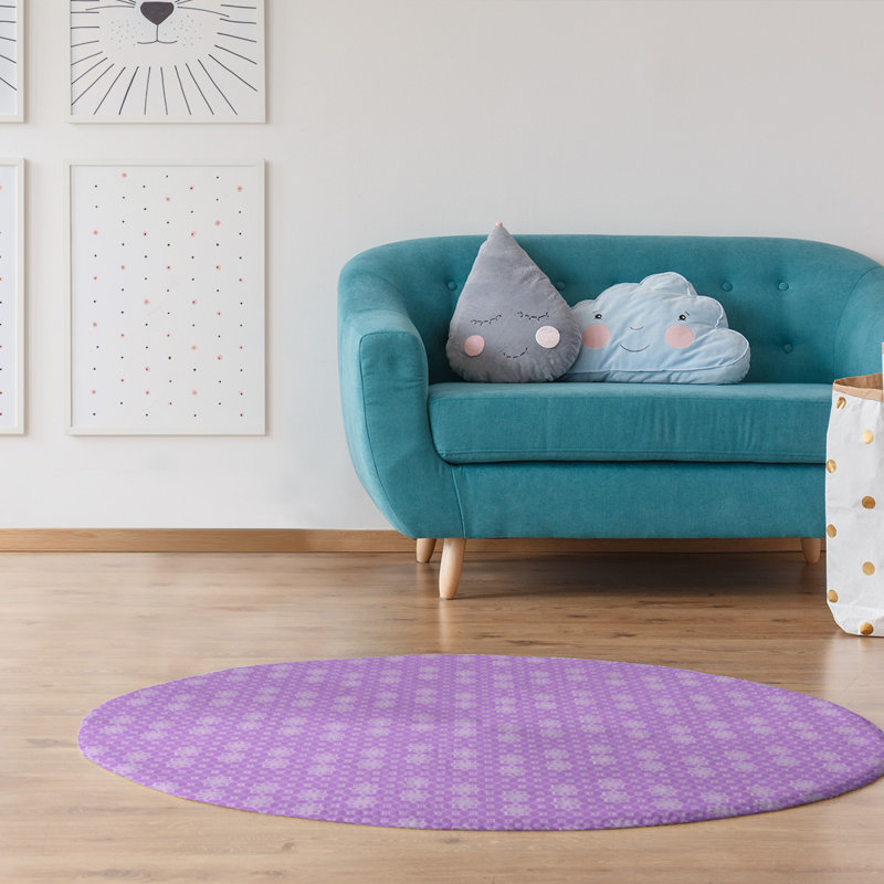 Tapis de réseau mauve classique treillis, Rond 5 pi