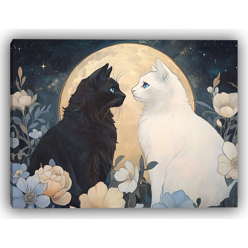 Heavenly Bond - Paire de chat enchanté et art floral lueur florale