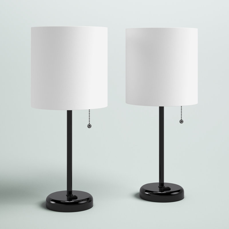 Baljit Metal Table Lamp, Black, White