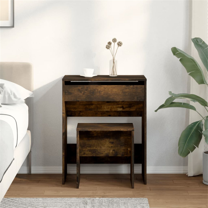 Dressing Table with Mirror, Smoked Oak