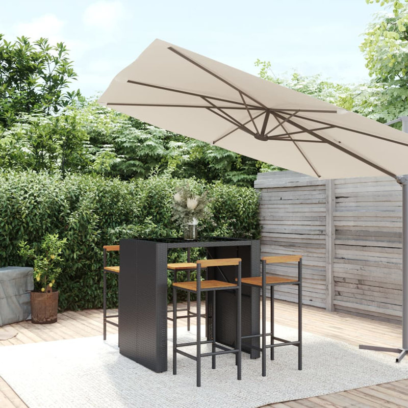 Domerese Bar Set with Stools, Black