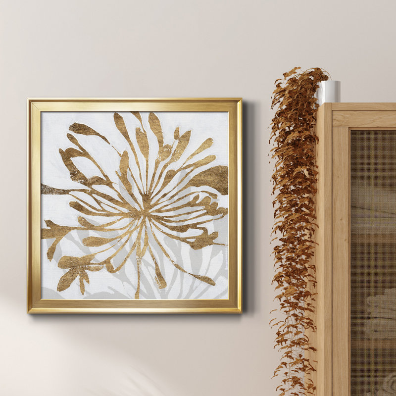 Golden Gilt Bloom I-Premium, reproduction encadrée prête à être accrochée, H 17,5 po x l 17,5 po, Toile encadrée, Doré