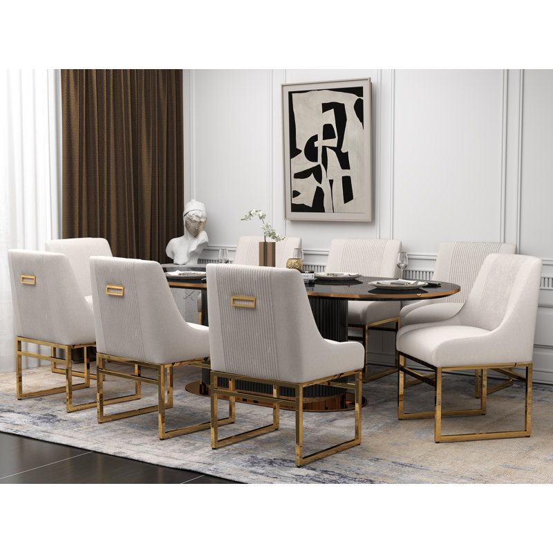 Chaise d'appoint en velours Baudel, 8, Beige