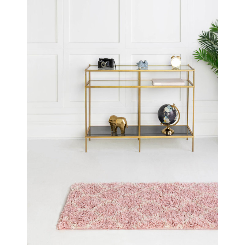 Tapis à poils longs rubis rose clair Rugs.com, Tapis de couloir 2 pi 7 po x 10 pi