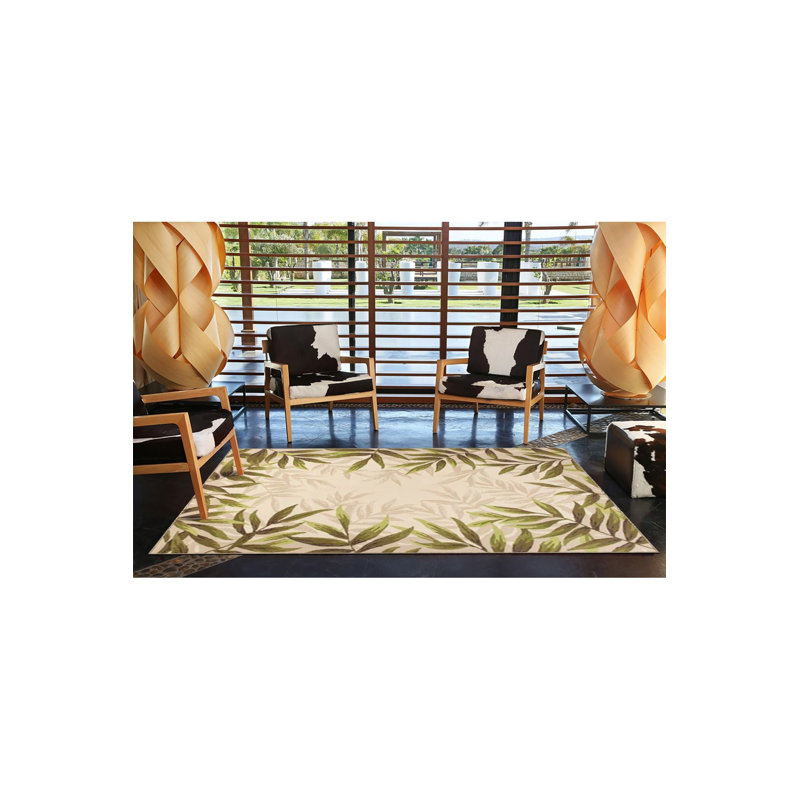 Tapis vert tissé à motif de feuilles vertes, Sous-tapis rectangulaire de 3 pi 3 po x 4 pi 11 po