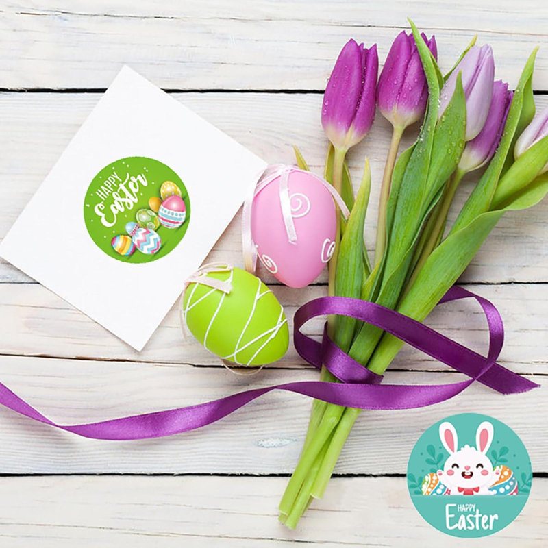 500 pièces, autocollants de Pâques, autocollants de lapin, œufs mignons, autocollants pour enfants, joyeuses Pâques, fournitures de fête, décorations-cadeaux