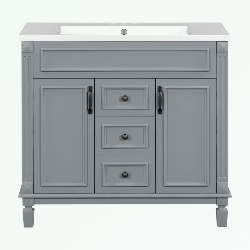 Syreen 35.9'' Single Bathroom Vanity with Top, Gray
