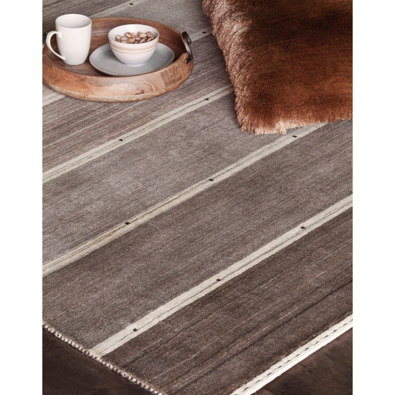 Elantra Patterned Knotted Wool Brown/Gray Area Rug, 5' x 7'6"