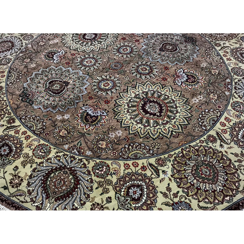 Tapis brun et doré de haute qualité noué à la main