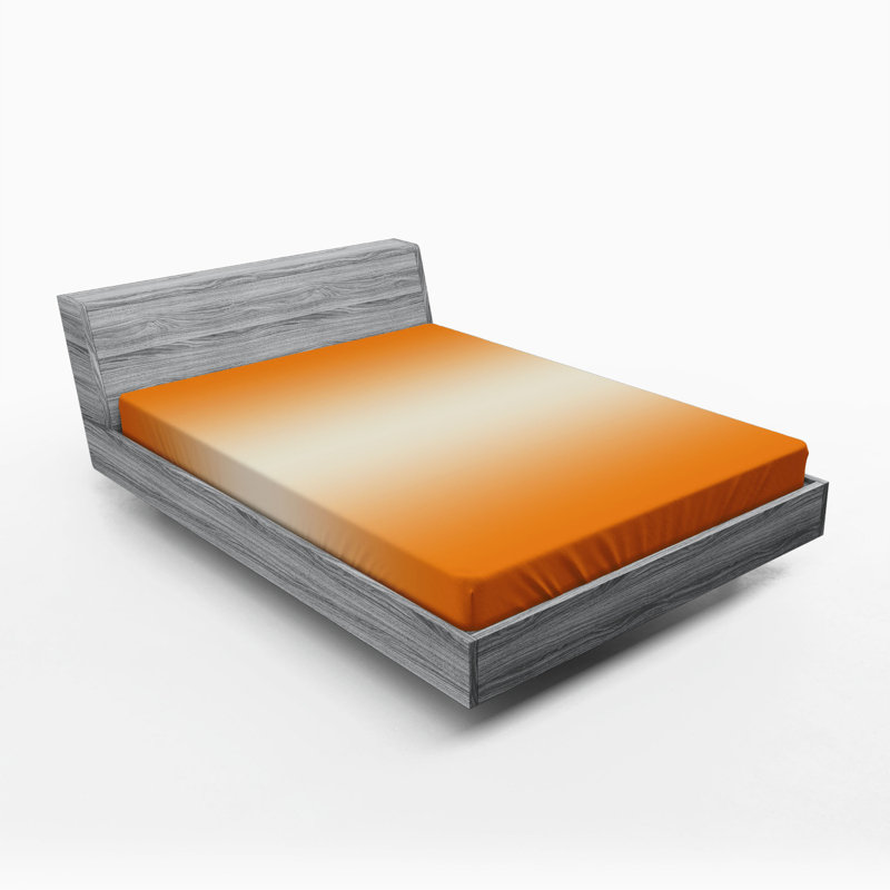 Microfiber Abstract Fitted Sheet, Full Fitted Sheet, Orange, striped