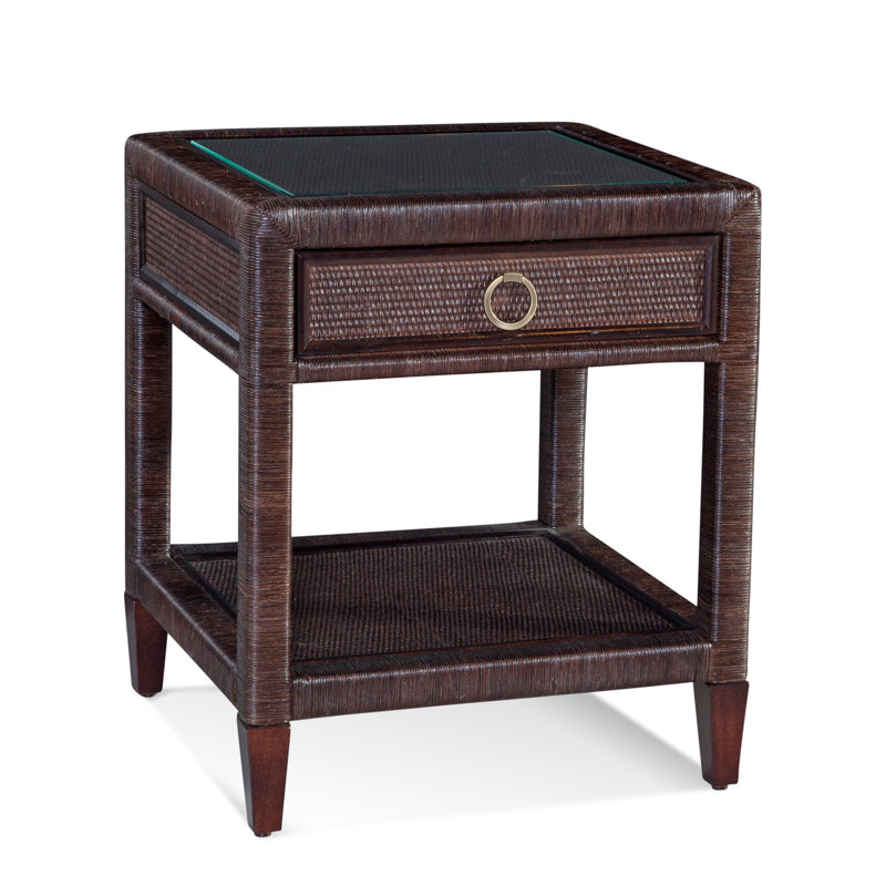 Sabal Bay 1 - Drawer Wicker Nightstand, Java, Satin Brass