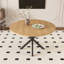 Table de salle à manger extensible ronde pour 2 à 6 personnes, table extensible à finition chêne de 43 à 58 pouces avec base en acier au carbone, mobilier de salle à manger moderne peu encombrant