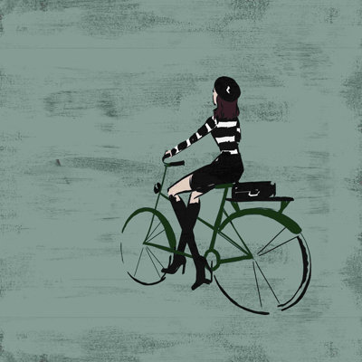 " Girl On Bike On Gray " Painting Print