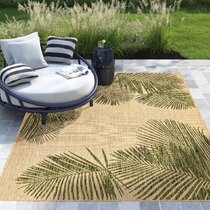 Hilo - Green Tropical Leaf Outdoor Rug for Patio