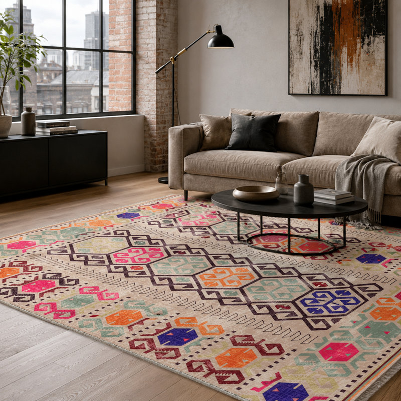 Geometric Cotton and Chenille Flatweave Area Rug, 200 x 300 cm