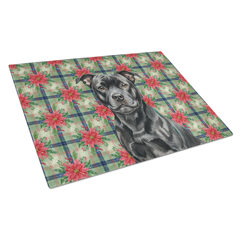 Planche à découper en verre noir Staffordshire Bull Terrier, Noir
