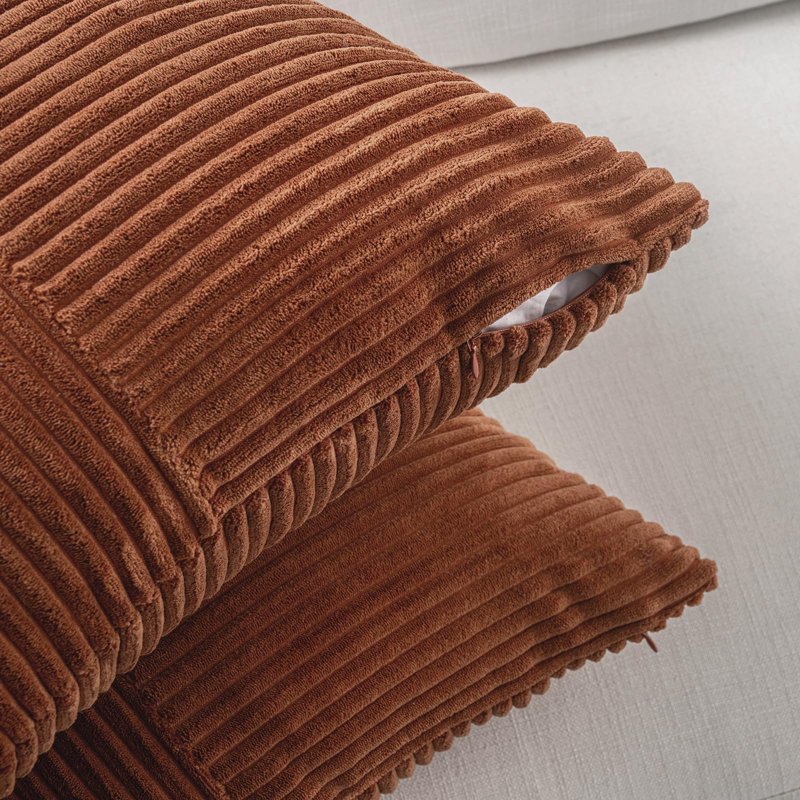 Ensemble de 2 housses de coussin décoratives rouille Boho 18 x 18 pouces pour canapé-lit, maison de campagne d'automne, housse de coussin en velours côtelé texturé terre cuite 45 x 45 cm