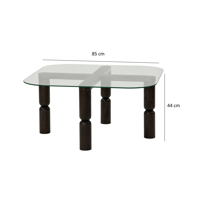 Coffee table Dpervers, Low coffee table, 80x80h40 cm, Anthracite and Transparent