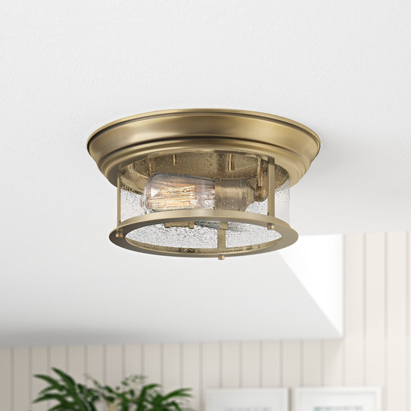 Canale Glass Flush Mount, 5.5"H x 11"W x 11"D, Heritage Brass