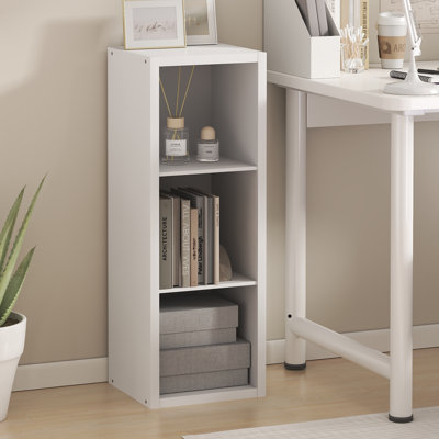  CUBICLE Book Shelf, 3-Cube Bookshelf, Bookcase, Horizontally & Vertically Reversible, Closed Back, Extra Thick Frame, 14.6 x 15.9 x 44, for Living Room, Bedroom, Home Office, White