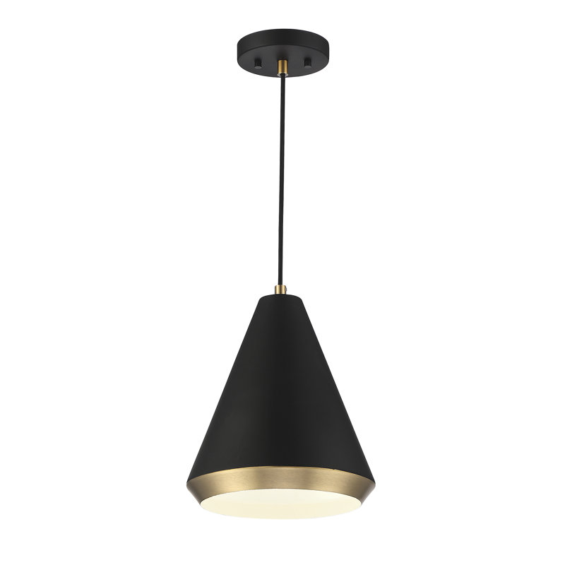 Luminaire à 1 lumière Meromian en noir mat avec laiton naturel, Laiton naturel / noir