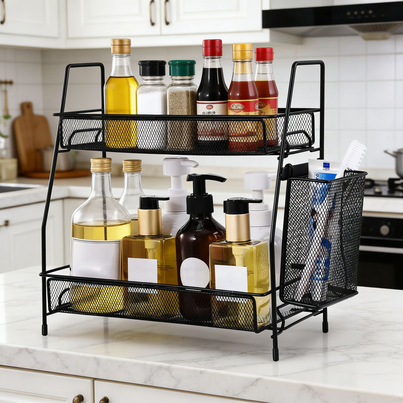 2-Tier Bathroom Countertop Organizer,Skincare, Makeup Countertop Organizers, Black