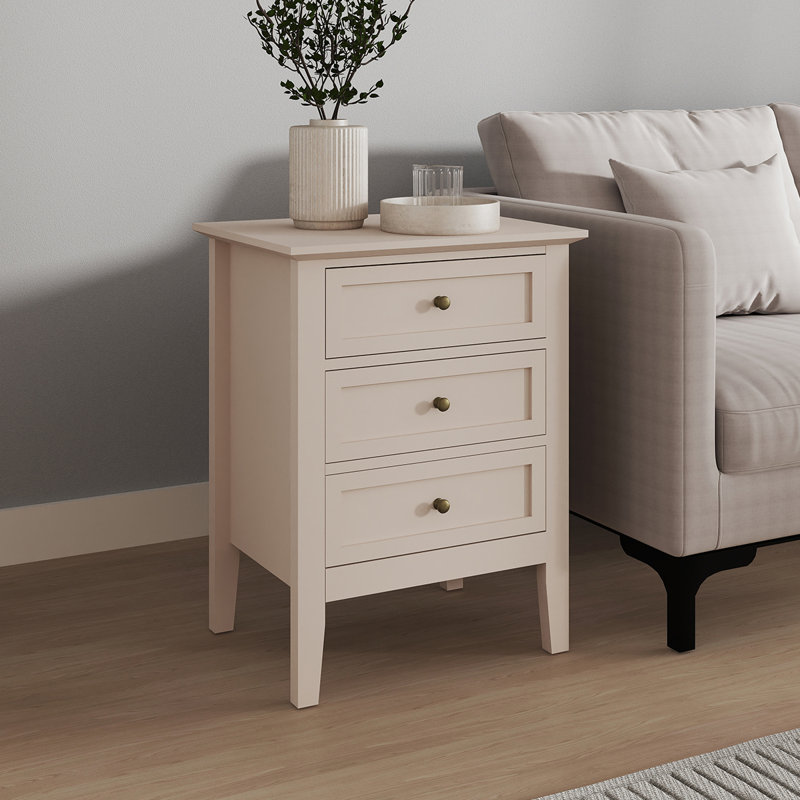 48cm W Solid + Manufactured Wood Bedside Table