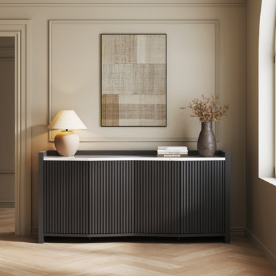 66 Inch Sideboard Buffet Cabinet with Storage, Ebony