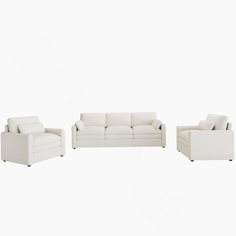 Ensemble de canapé rembourré Cozy avec coussins doubles, accoudoirs ergonomiques et coussin amovible, idéal pour un salon confortable