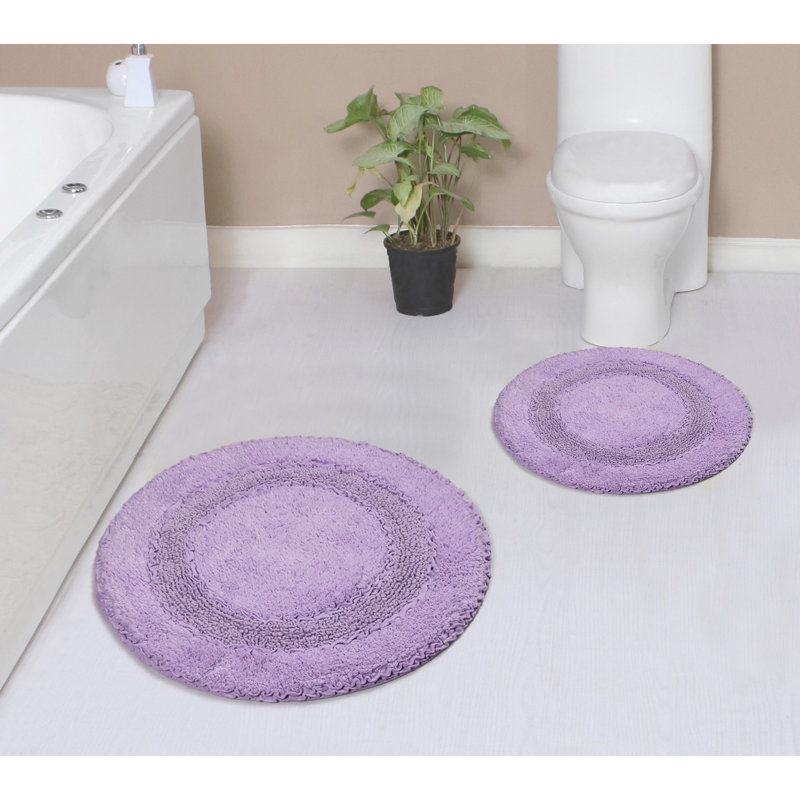 Zorica 100% Cotton Bath Mats (Set of 2), Purple