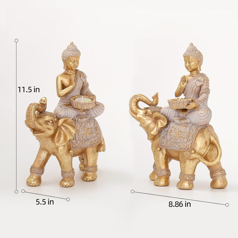Gold Buddha Statue With Candle Holder