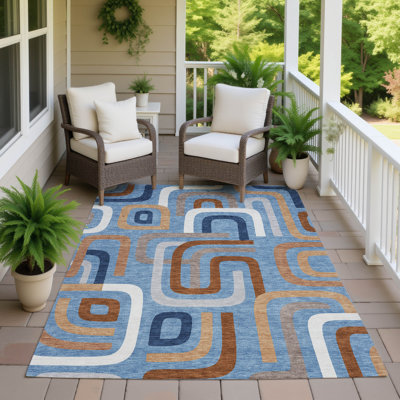 Tapis mid-century moderne lavable à la machine intérieur / extérieur Chantille ACN2551
